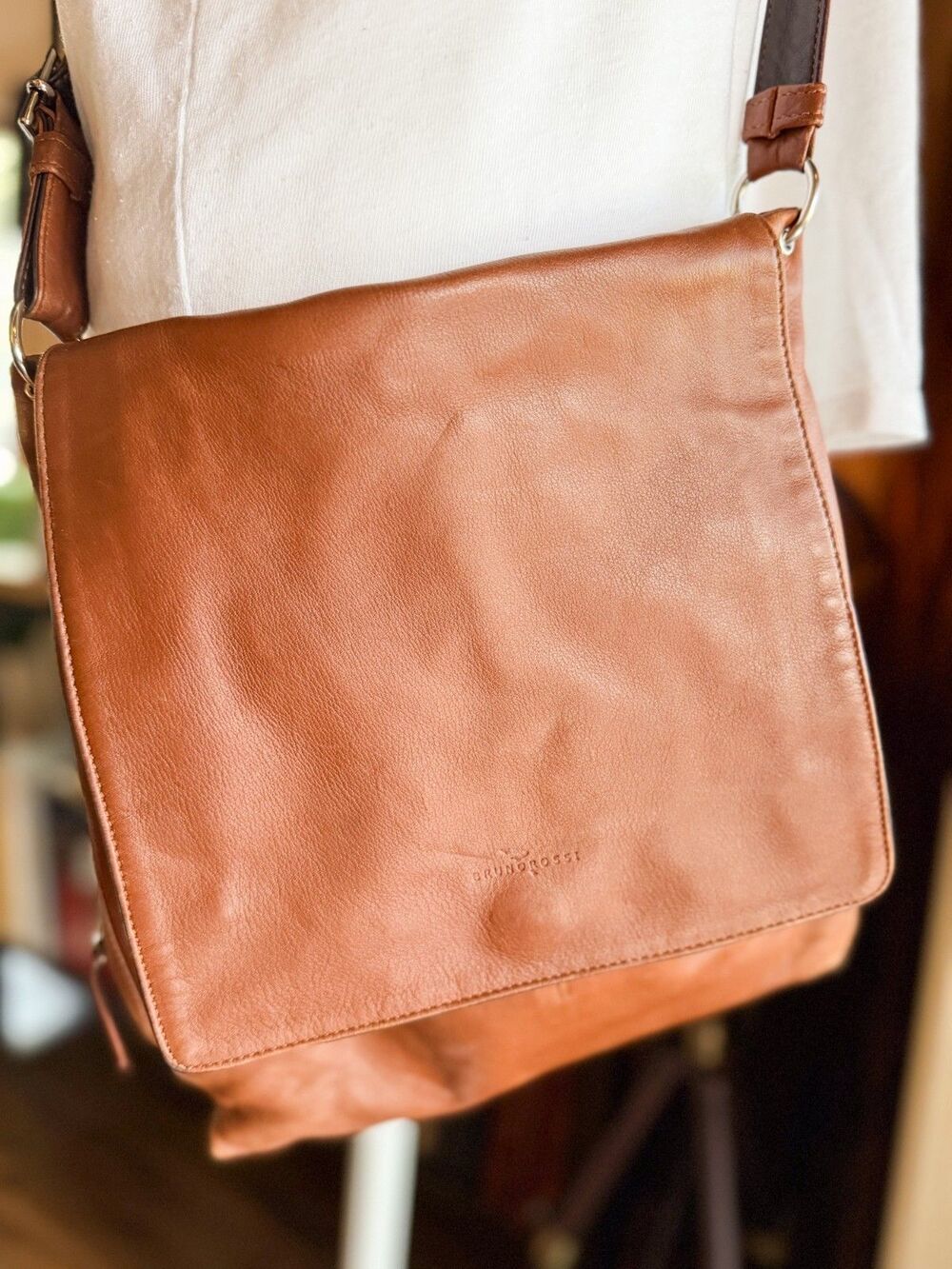 Vintage Brown Leather Bruno Rossi Messenger Bag